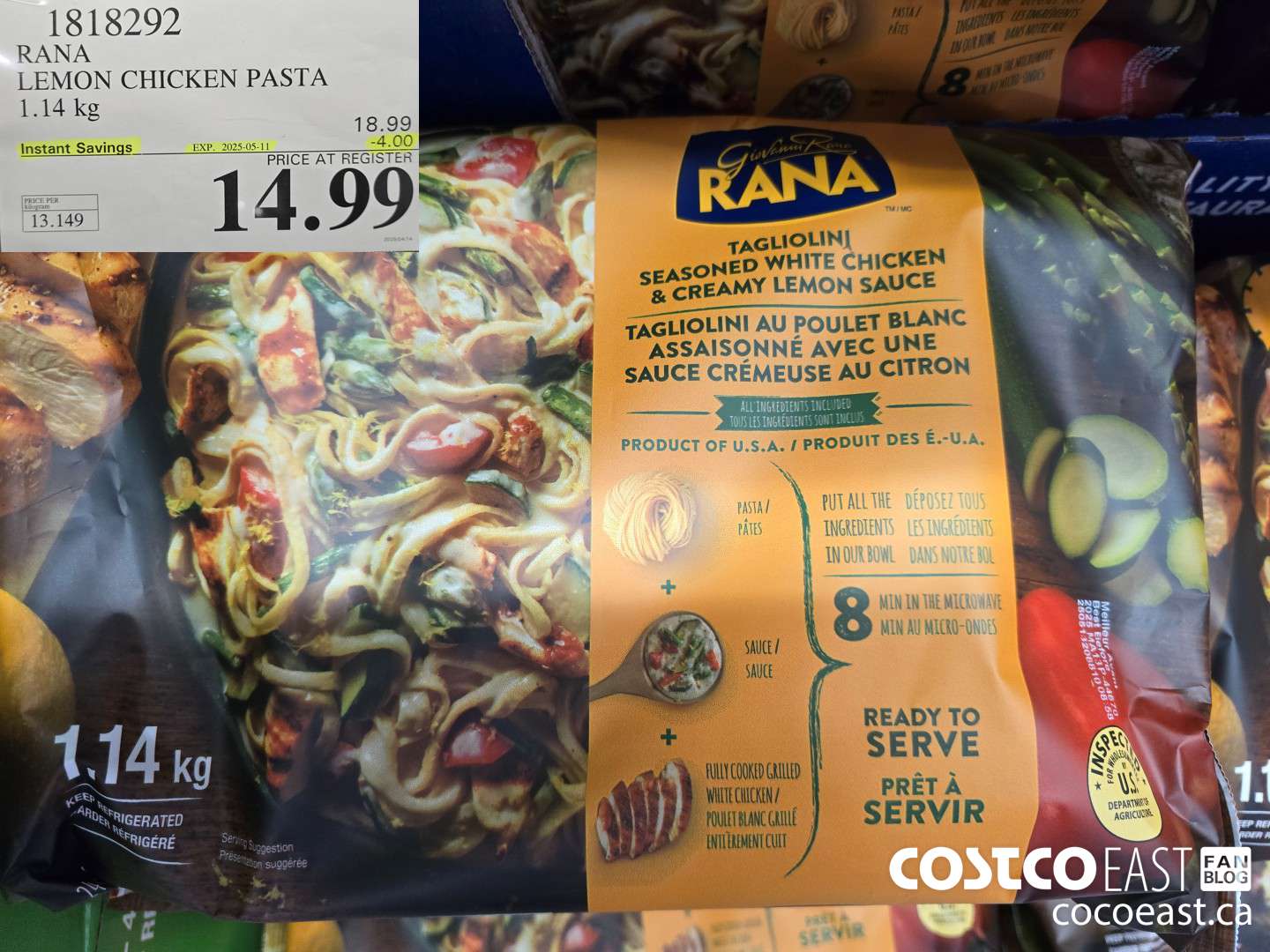 1818292 RANA LEMON CHICKEN PASTA 1.14 kg ($4.00 INSTANT SAVINGS EXPIRES ON 2025-05-11) $14.99