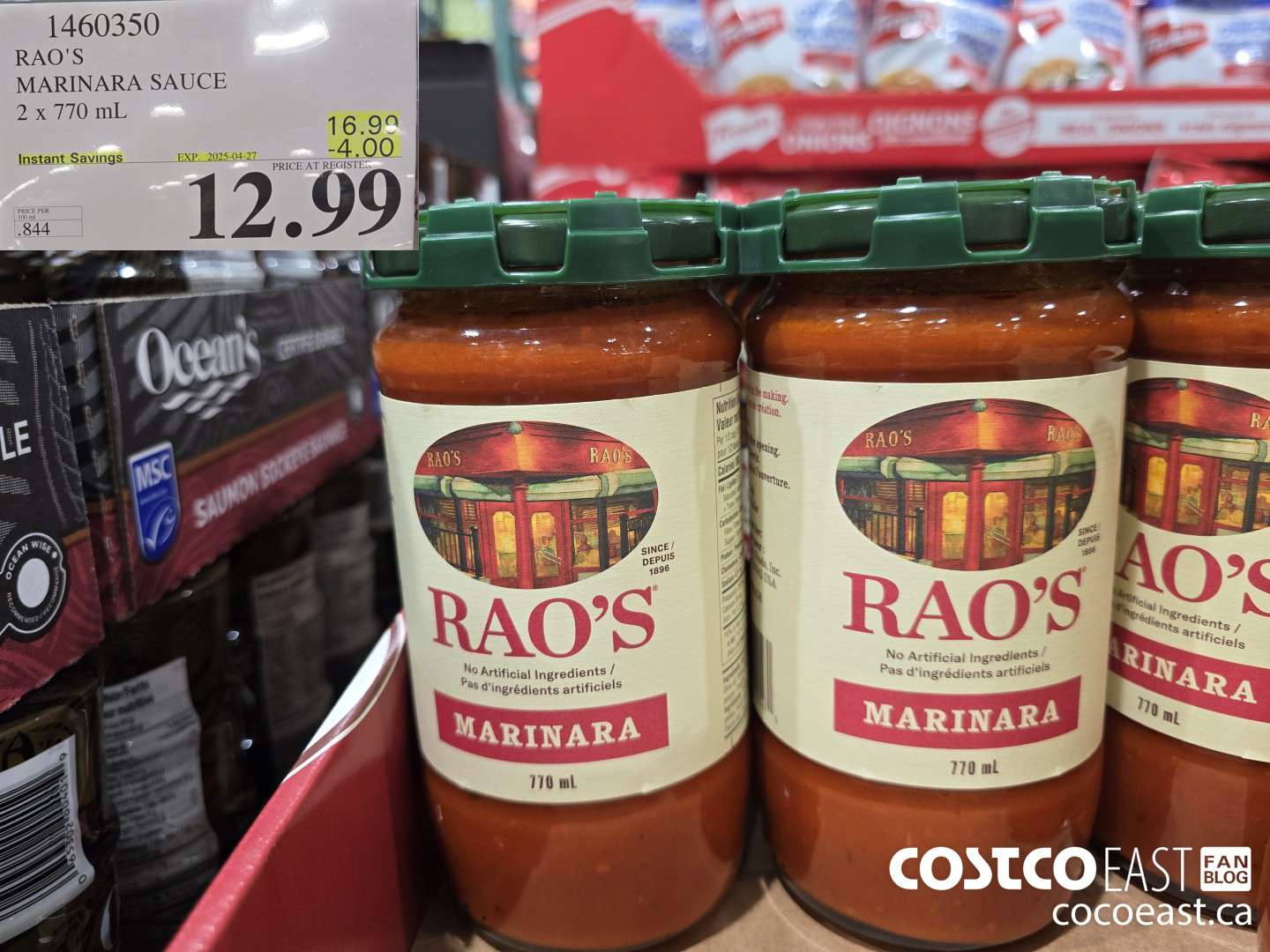 1460350 RAO'S MARINARA SAUCE 2 x 770 mL ($4.00 INSTANT SAVINGS EXPIRES ON 2025-04-27) $12.99