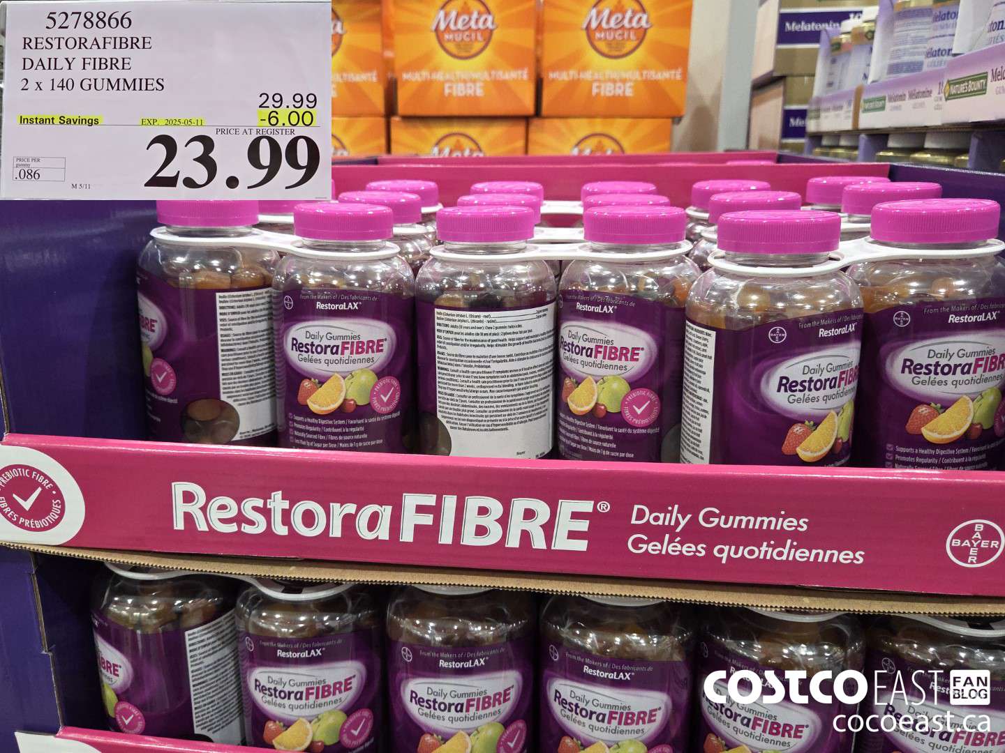 5278866 RESTORAFIBRE DAILY FIBRE 2 X 140 GUMMIES ($6.00 INSTANT SAVINGS EXPIRES ON 2025-05-11) $23.99