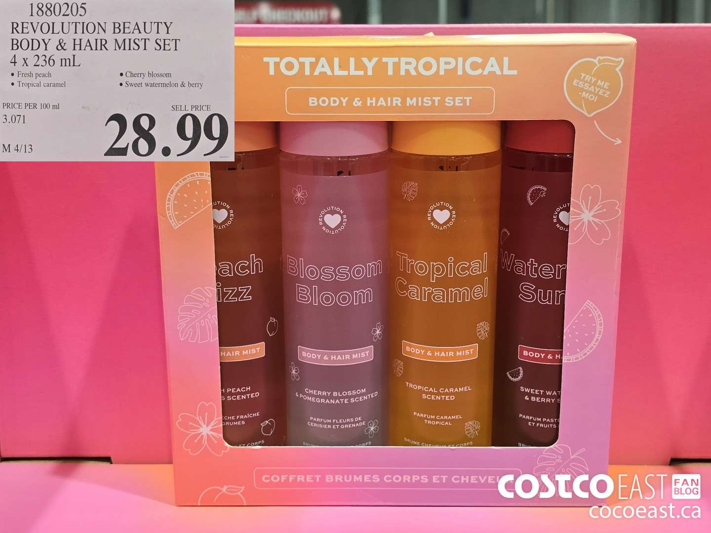 1880205 REVOLUTION BEAUTY BODY & HAIR MIST SET 4 x 236 mL $28.99