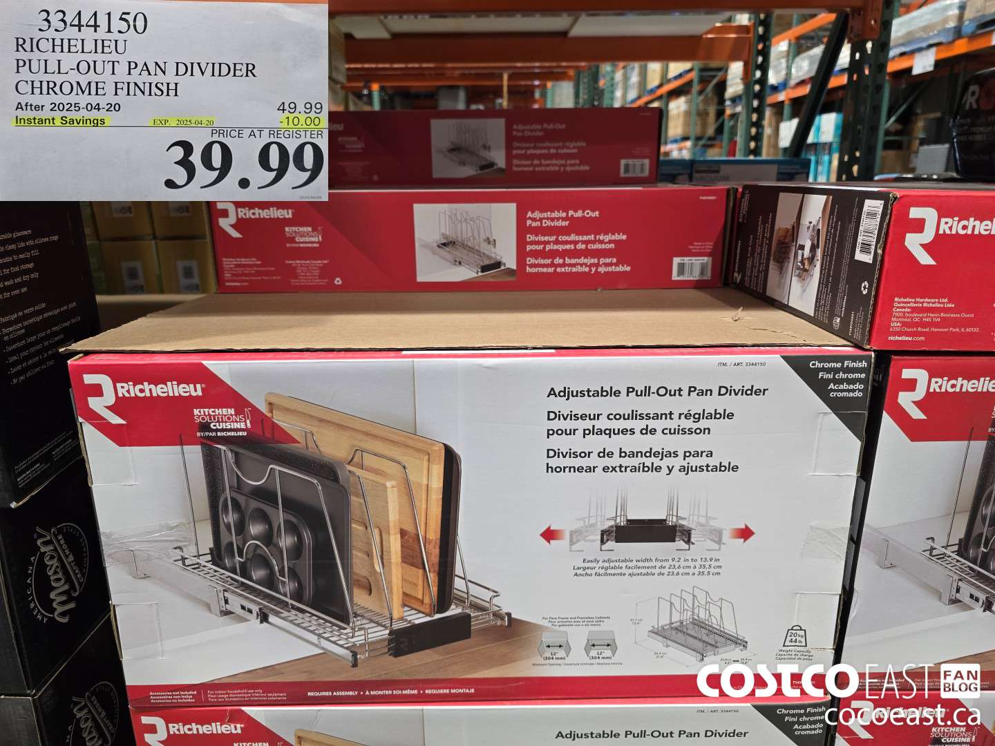 3344150 RICHELIEU PULL-OUT PAN DIVIDER CHROME FINISH ($10.00 INSTANT SAVINGS EXPIRES ON 2025-04-20) $39.99
