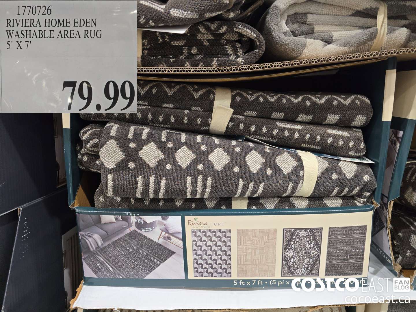 1770726 RIVIERA HOME EDEN WASHABLE AREA RUG 5' X 7' $79.99