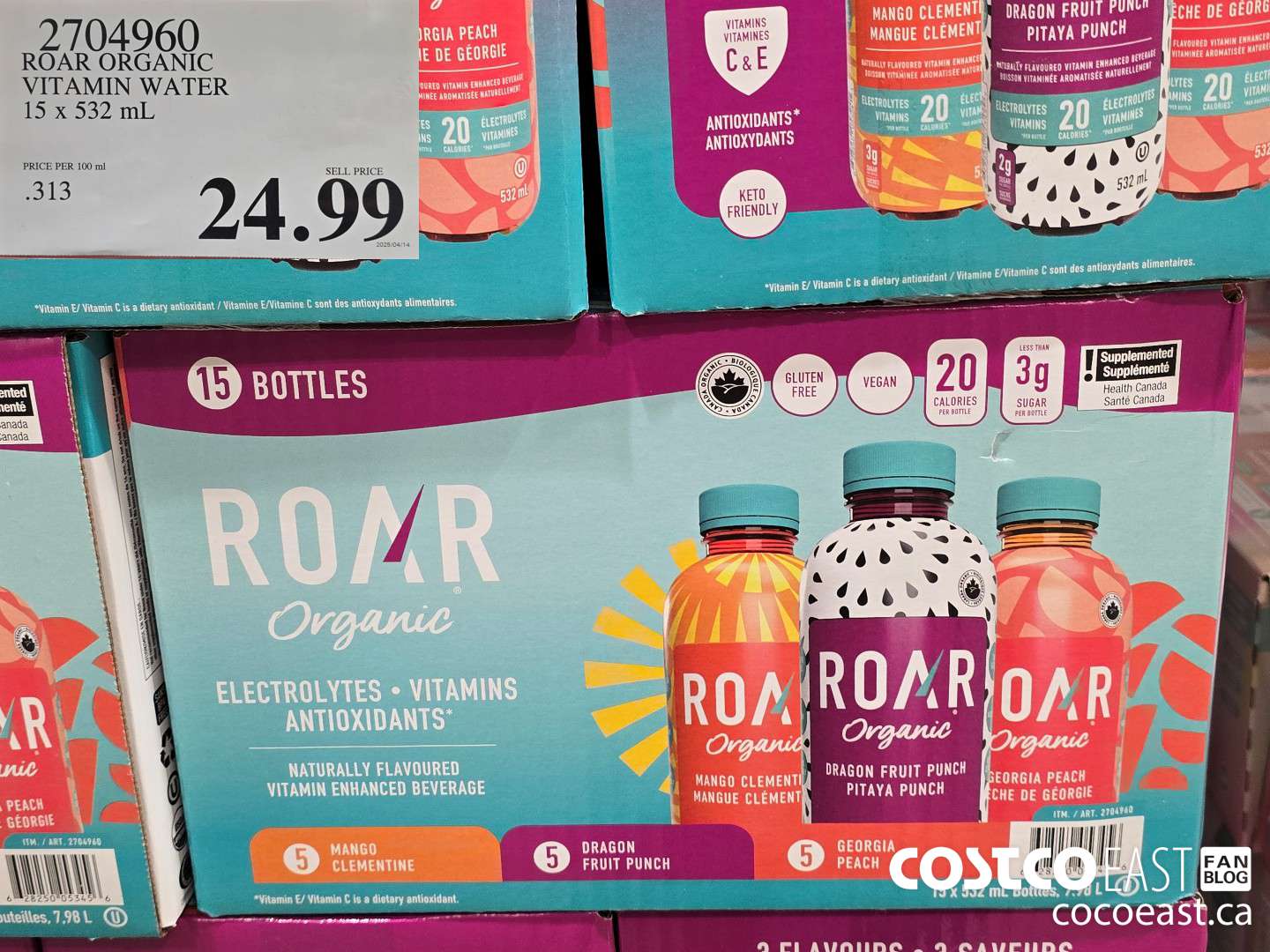 2704960 ROAR ORGANIC VITAMIN WATER 15 X 532 ML $24.99