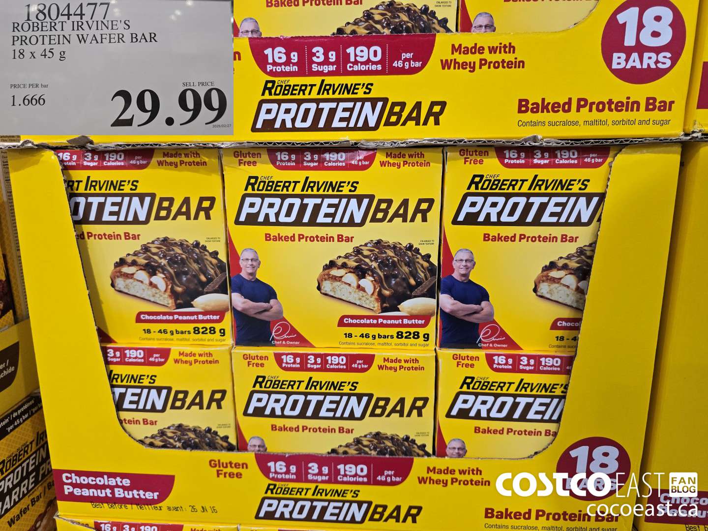 1804477 ROBERT IRVINE'S PROTEIN WAFER BAR 18 x 45 G $29.99