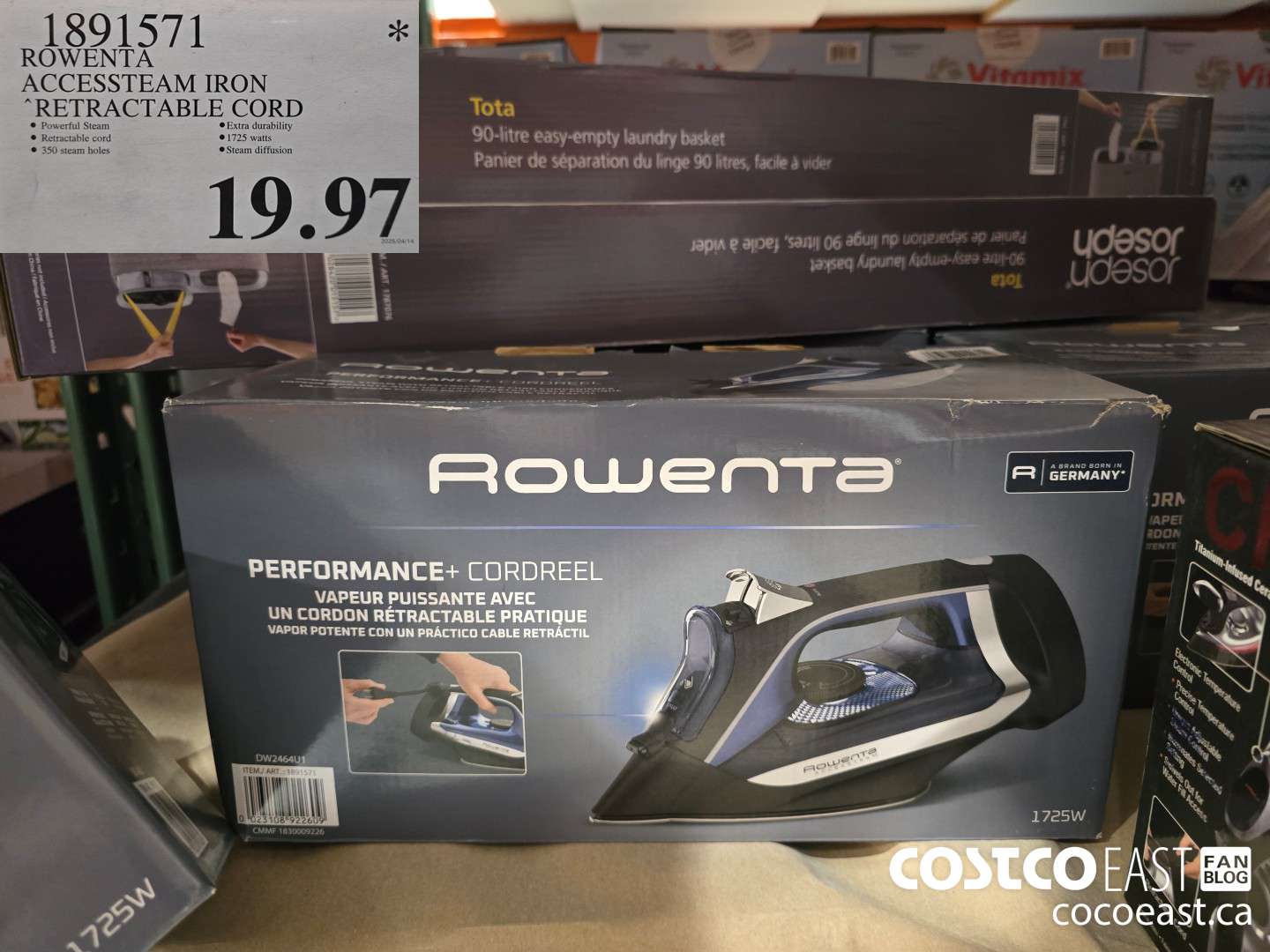 1891571 ROWENTA ACCESSTEAM IRON RETRACTABLE CORD $19.97