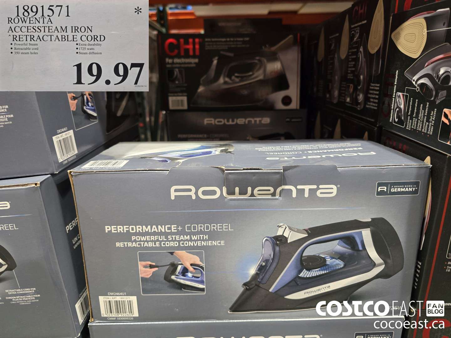 1891571 ROWENTA ACCESSTEAM IRON RETRACTABLE CORD $19.97