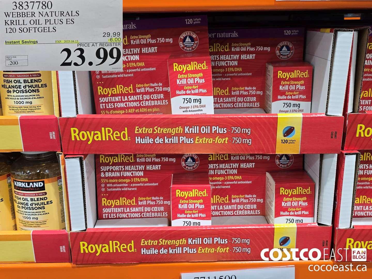 3837780 ROYAL RED KRILL OIL PLUS 750MG 120 SOFTGELS ($6.00 INSTANT SAVINGS EXPIRES ON 2025-04-13) $23.99