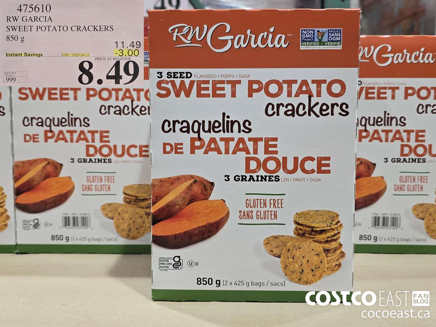475610 RW GARCIA SWEET POTATO CRACKERS 850 G ($3.00 INSTANT SAVINGS EXPIRES ON 2025-04-13) $8.49