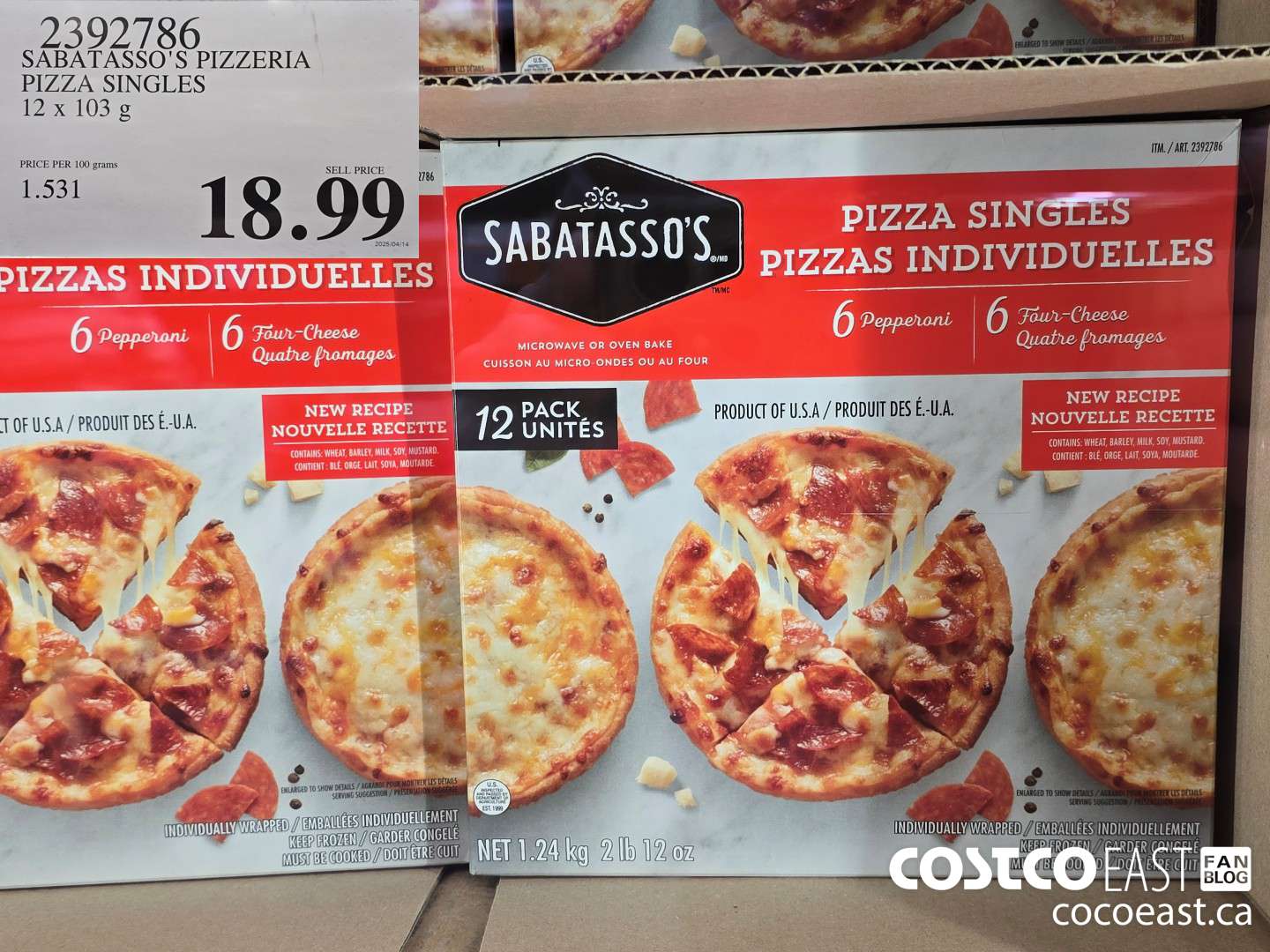 2392786 SABATASSO'S PIZZERIA PIZZA SINGLES 12x103 G $18.99