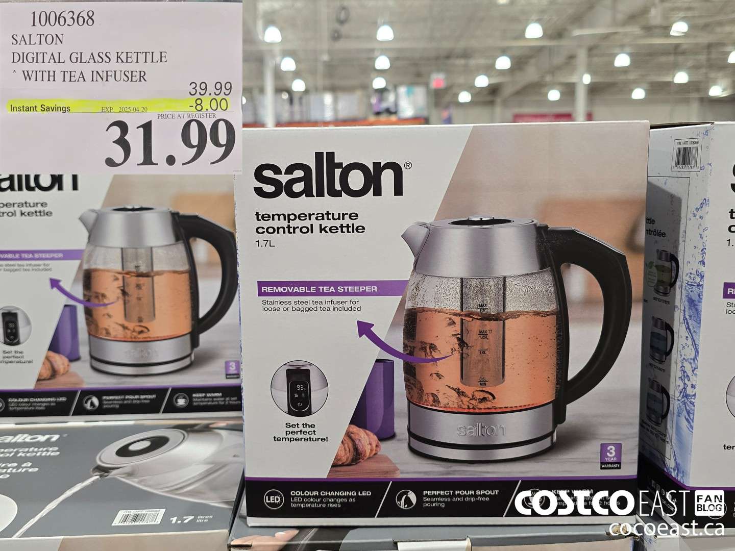 1006368 SALTON DIGITAL GLASS KETTLE WITH TEA INFUSER ($8.00 INSTANT SAVINGS EXPIRES ON 2025-04-20) $31.99