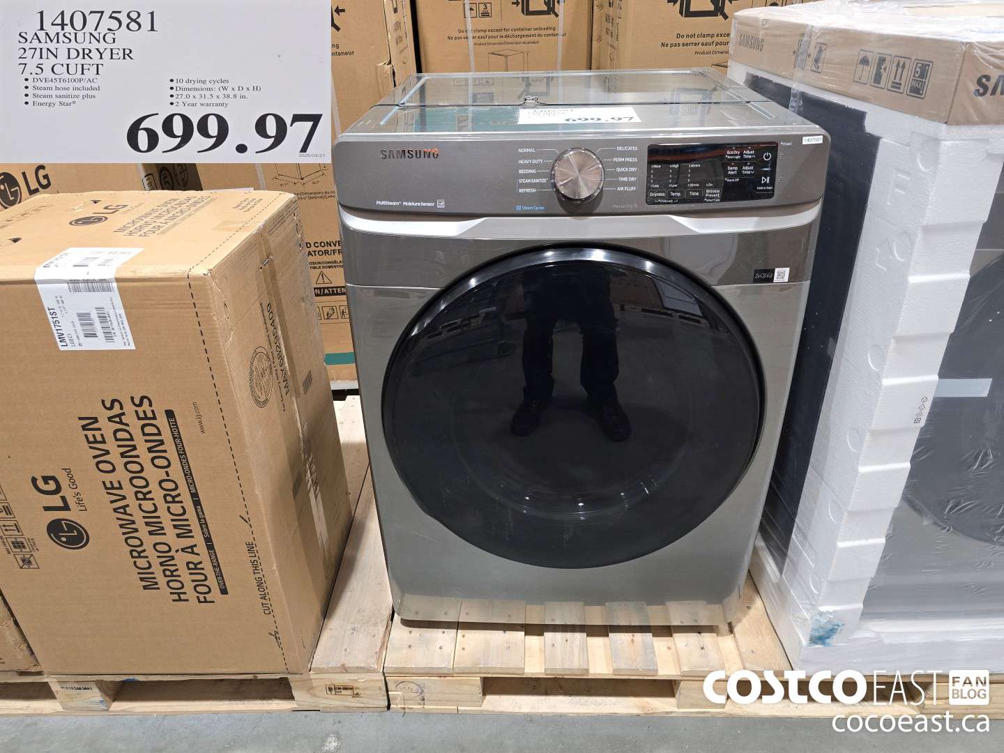 1407581 SAMSUNG 27IN DRYER 7.5 CUFT $699.97