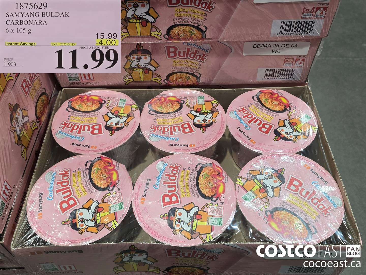 1875629 SAMYANG BULDAK CARBONARA 6 x 105 G ($4.00 INSTANT SAVINGS EXPIRES ON 2025-04-13) $11.99