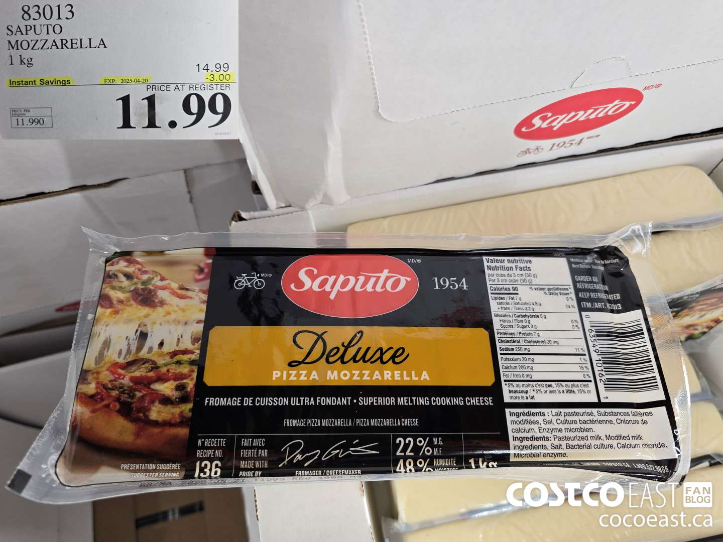 83013 SAPUTO MOZZARELLA 1 KG ($3.00 INSTANT SAVINGS EXPIRES ON 2025-04-20) $11.99