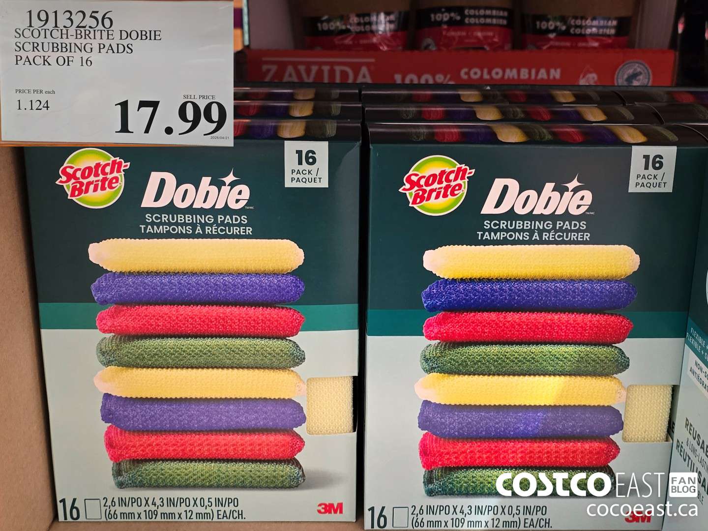 1913256 SCOTCH-BRITE DOBIE SCRUBBING PADS PACK OF 16 $17.99
