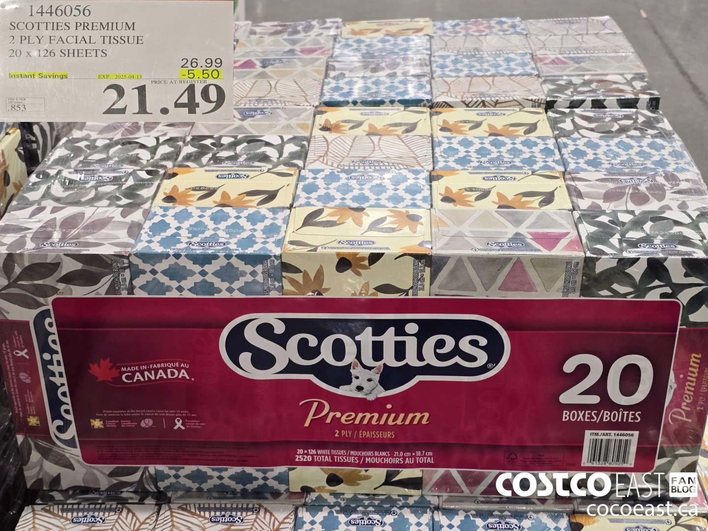 1446056 SCOTTIE PREMIUM 2 PLY FACIAL TISSUES 20 x 126 sheets ($5.50 INSTANT SAVINGS EXPIRES ON 2025-04-13) $21.49