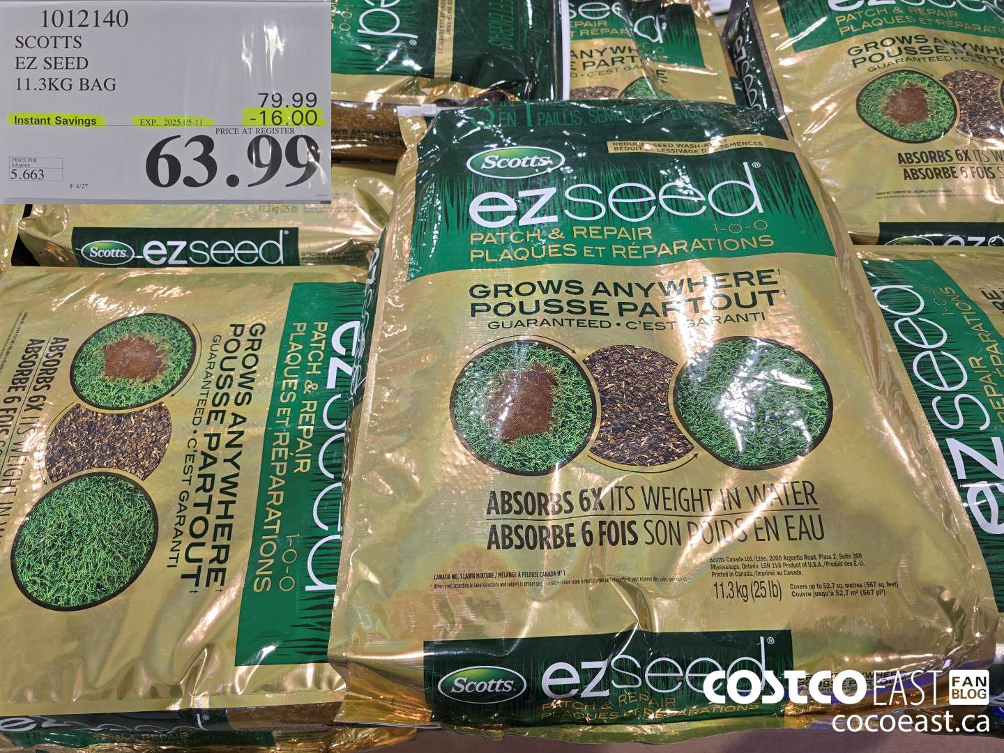 1012140 SCOTTS EZ SEED 11.3 KG BAG ($16.00 INSTANT SAVINGS EXPIRES ON 2025-05-11) $63.99