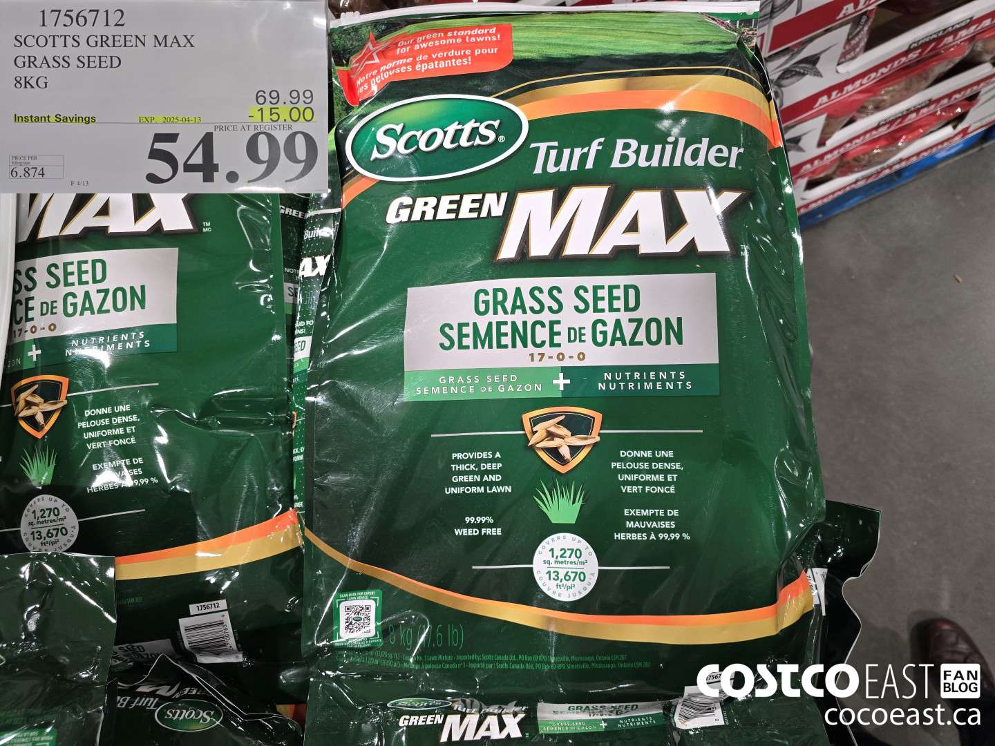 1756712 SCOTTS GREEN MAX GRASS SEED 8KG ($15.00 INSTANT SAVINGS EXPIRES ON 2025-04-13) $54.99