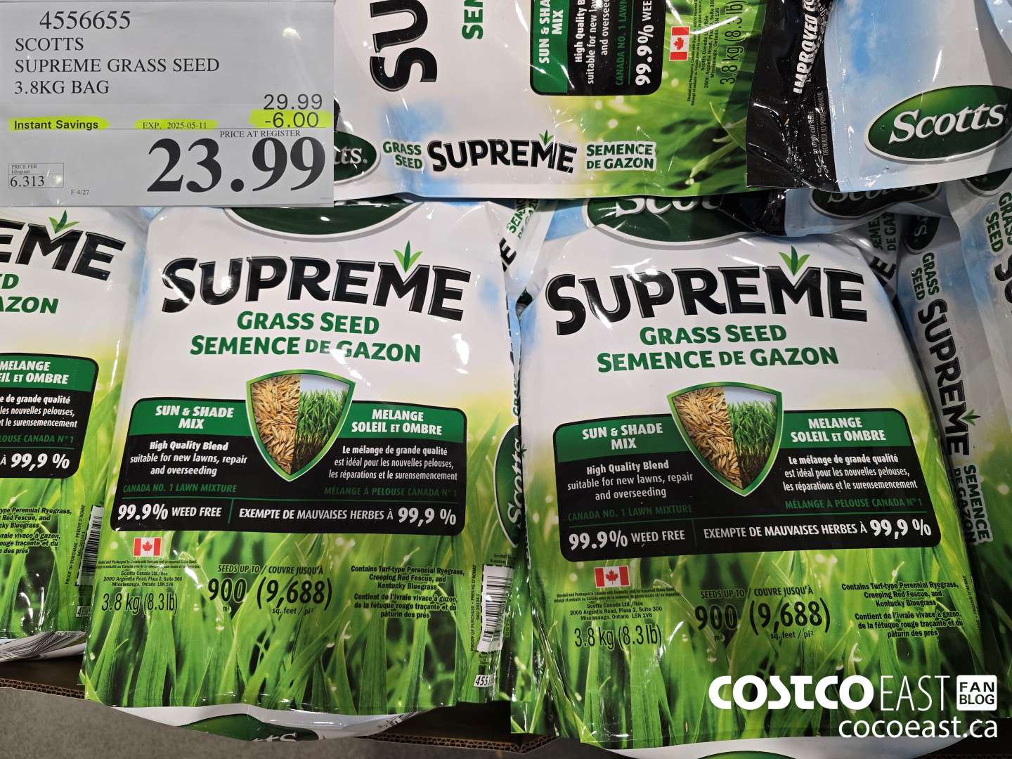 4556655 SCOTTS SUPREME GRASS SEED 3.8KG BAG ($6.00 INSTANT SAVINGS EXPIRES ON 2025-05-11) $23.99