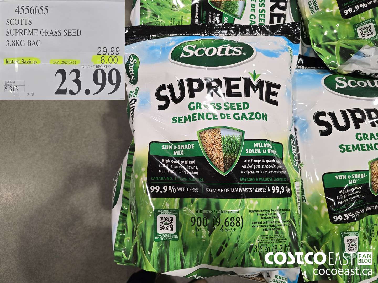 4556655 SCOTTS SUPREME GRASS SEED 3.8KG BAG ($6.00 INSTANT SAVINGS EXPIRES ON 2025-05-11) $23.99