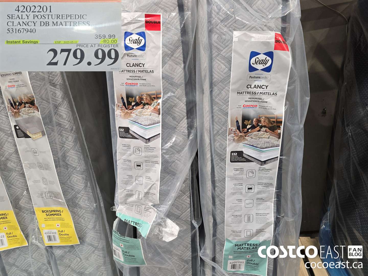 4202201 SEALY POSTUREPEDIC CLANCY DB MATTRESS 53167940 ($80.00 INSTANT SAVINGS EXPIRES ON 2025-05-11) $279.99