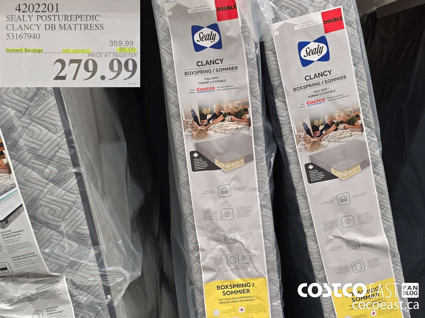 4202201 SEALY POSTUREPEDIC CLANCY DB MATTRESS 53167940 ($80.00 INSTANT SAVINGS EXPIRES ON 2025-05-11) $279.99