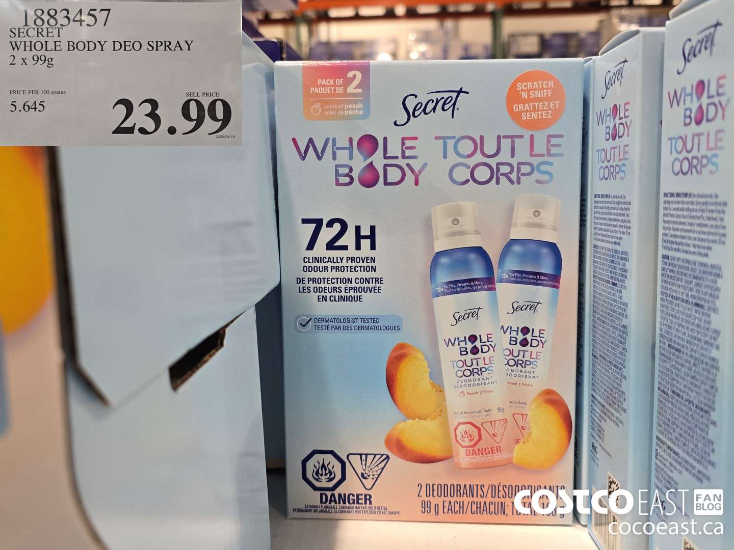 1883457 SECRET WHOLE BODY DEO SPRAY 2 X 99G $23.99