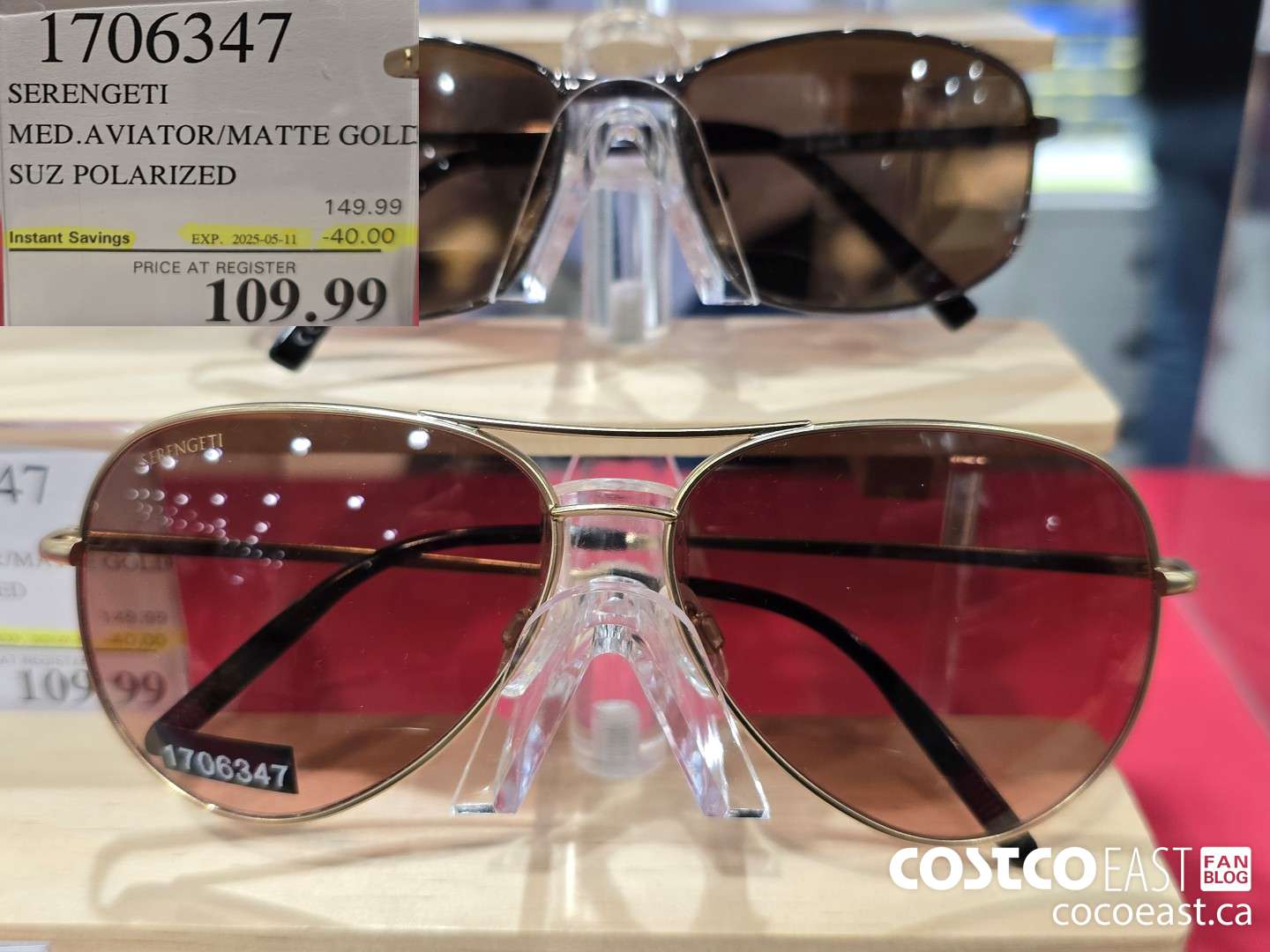 1706347 SERENGETI MED.AVIATOR/MATTE GOLD SUZ ($40.00 INSTANT SAVINGS EXPIRES ON 2025-05-11) $109.99
