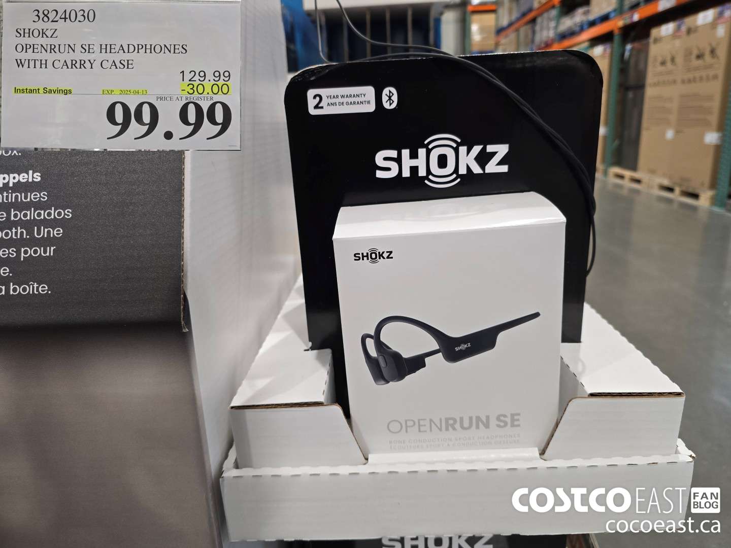 3824030 SHOKZ OPENRUN SE HEADPHONES WITH CARRY CASE ($30.00 INSTANT SAVINGS EXPIRES ON 2025-04-13) $99.99