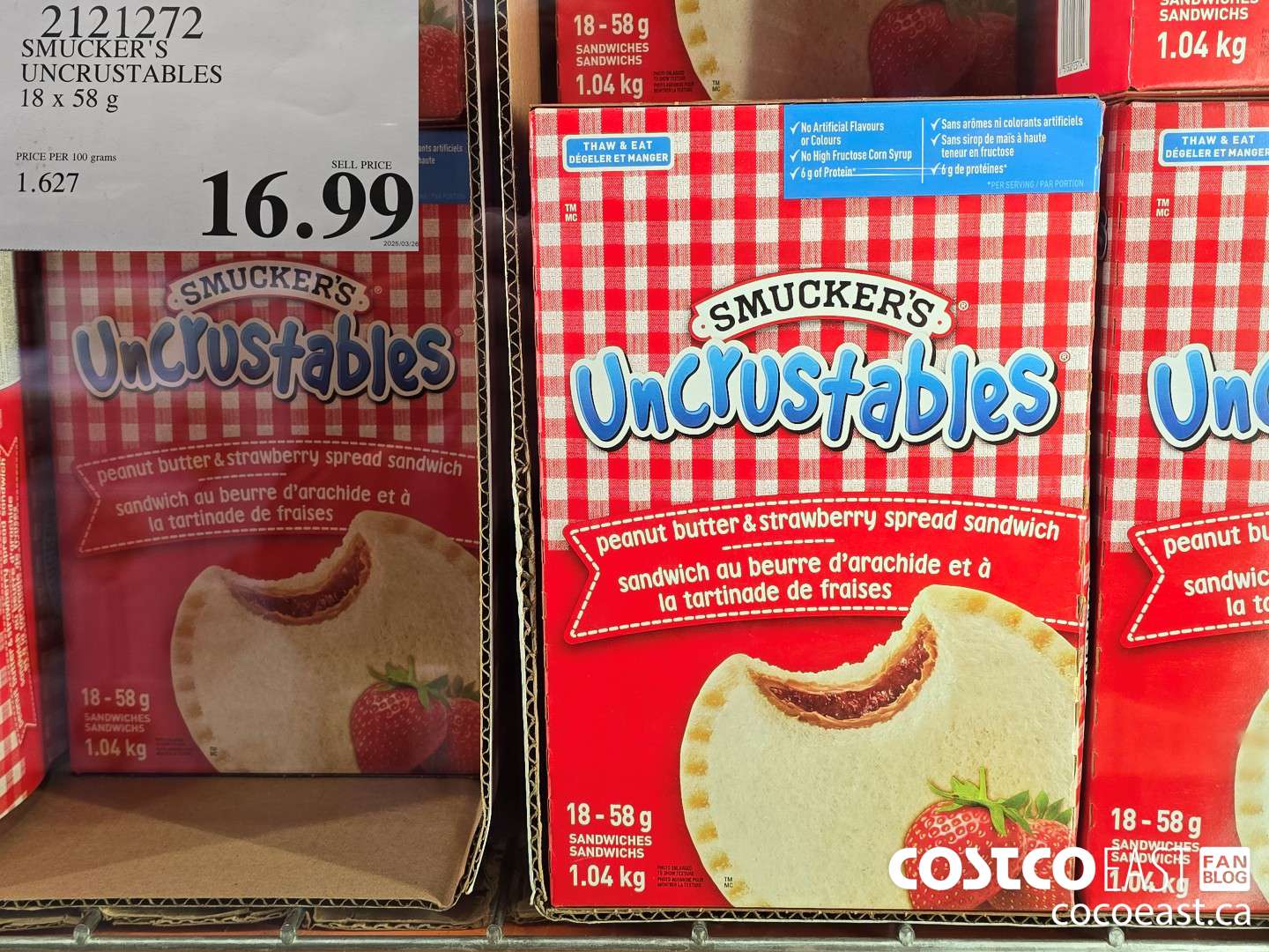 2121272 SMUCKER'S UNCRUSTABLES 18 x 58 g $16.99