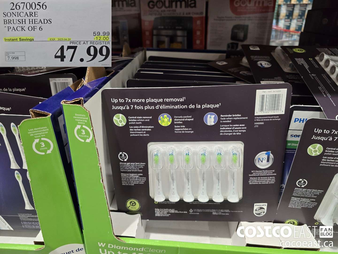 2670056 SONICARE BRUSH HEADS “PACK OF 6 ($12.00 INSTANT SAVINGS EXPIRES ON 2025-04-20) $47.99