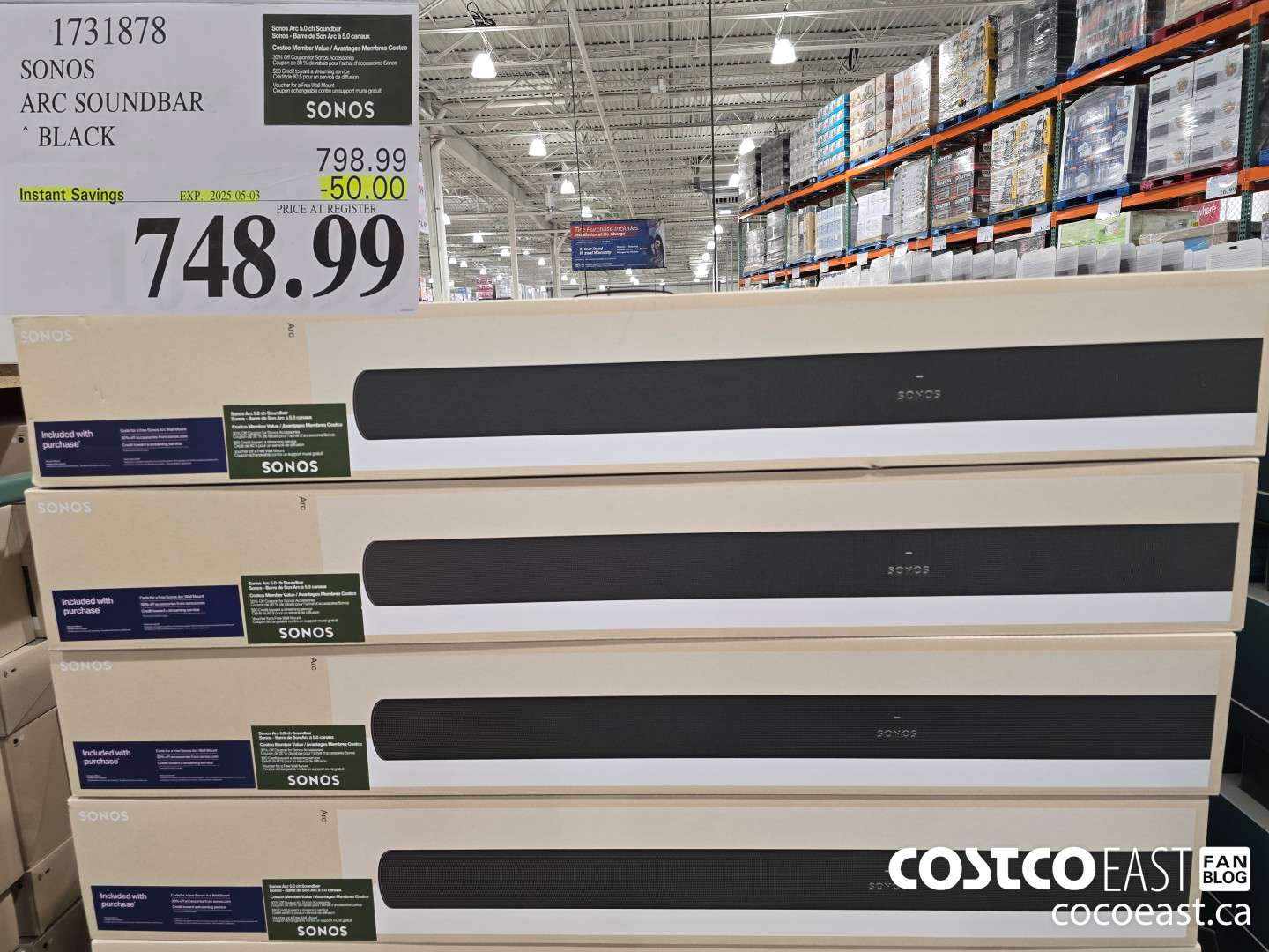 1731878 SONOS ARC SOUNDBAR BLACK ($50.00 INSTANT SAVINGS EXPIRES ON 2025-05-03) $748.99