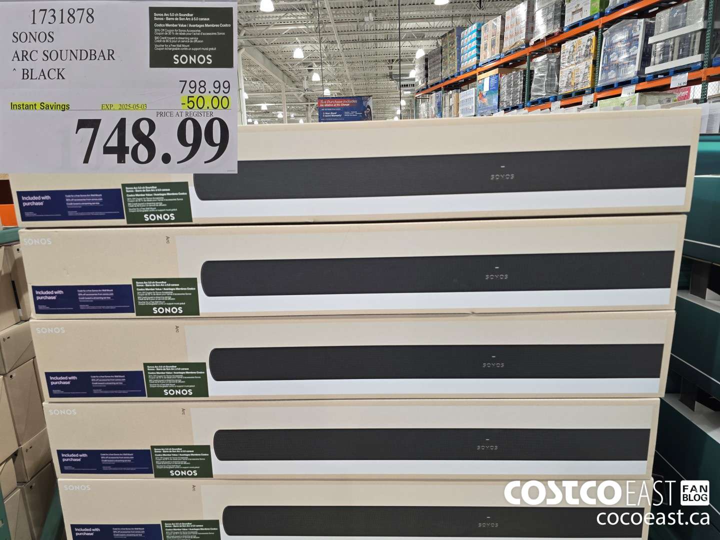 1731878 SONOS ARC SOUNDBAR BLACK ($50.00 INSTANT SAVINGS EXPIRES ON 2025-05-03) $748.99