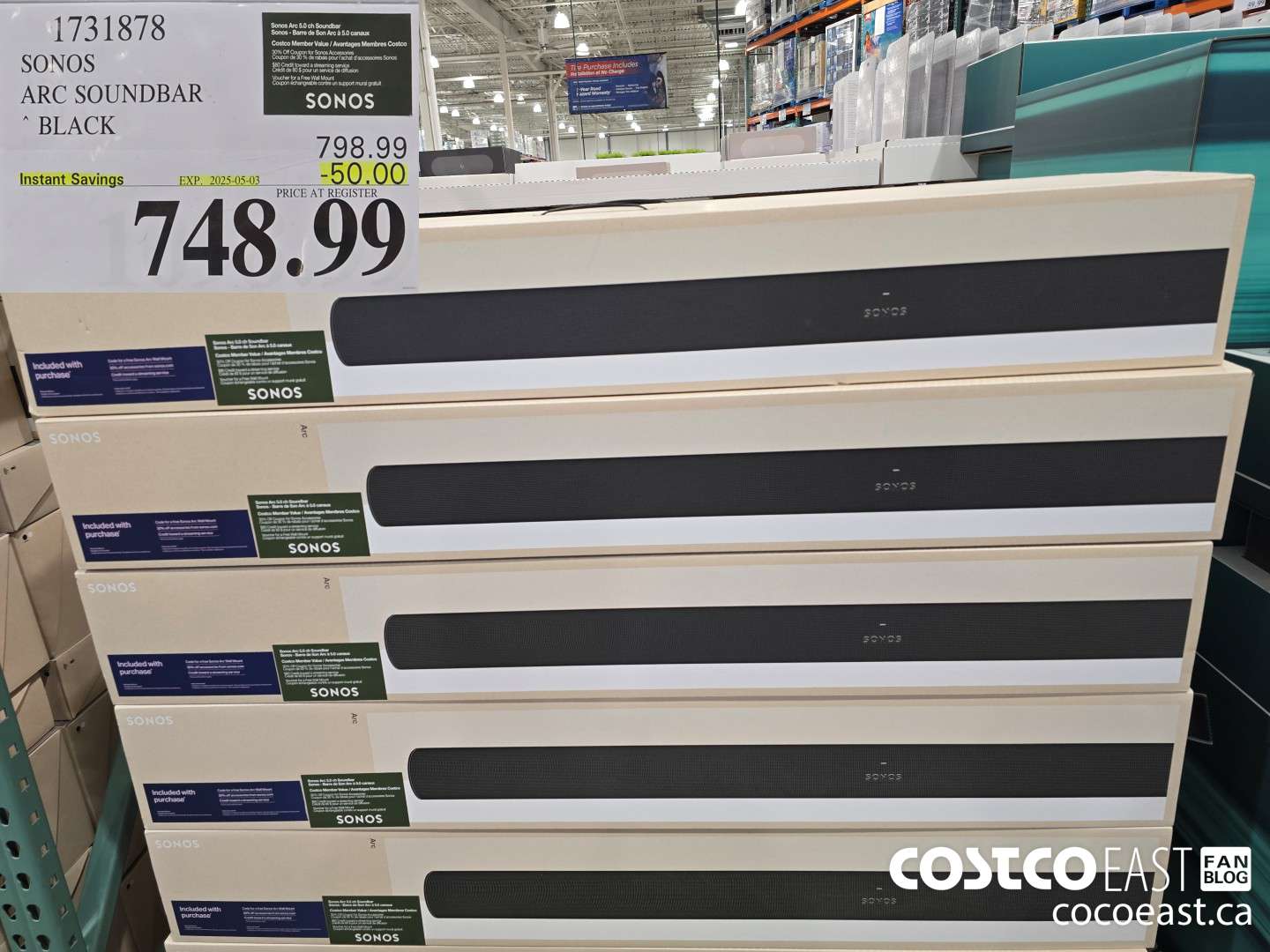 1731878 SONOS ARC SOUNDBAR BLACK ($50.00 INSTANT SAVINGS EXPIRES ON 2025-05-03) $748.99