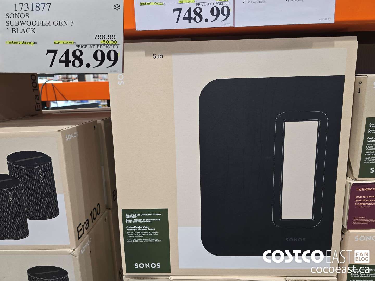 1731877 SONOS SUBWOOFER GEN 3 BLACK ($50.00 INSTANT SAVINGS EXPIRES ON 2025-05-03) $748.99