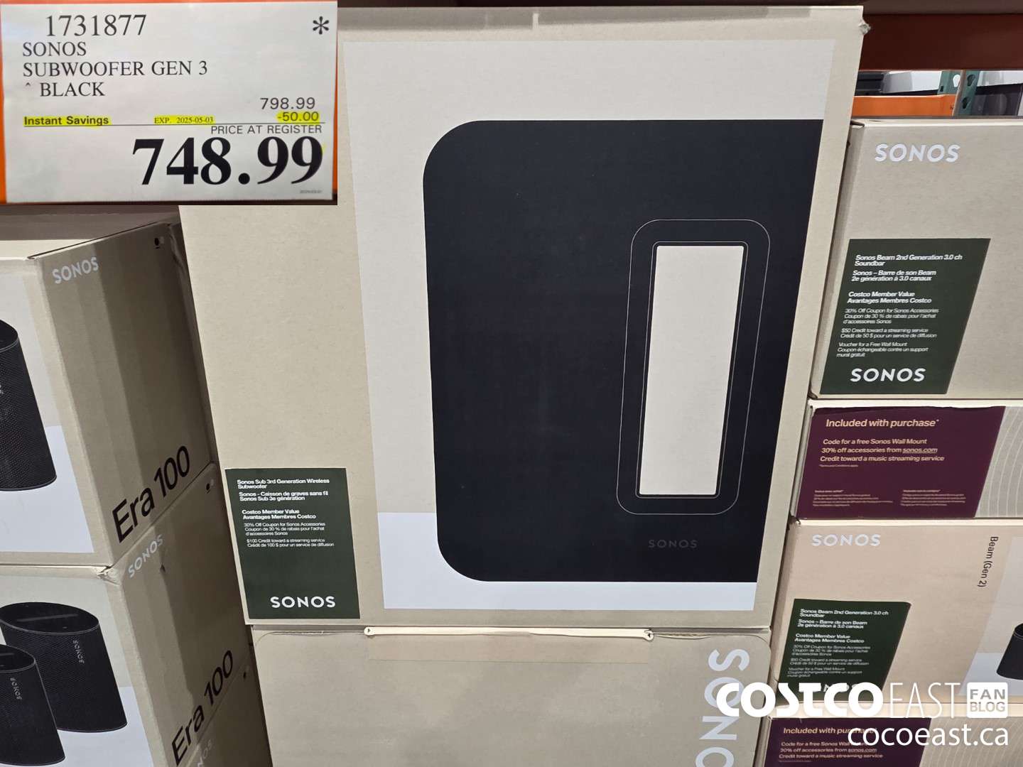 1731877 SONOS SUBWOOFER GEN 3 BLACK ($50.00 INSTANT SAVINGS EXPIRES ON 2025-05-03) $748.99