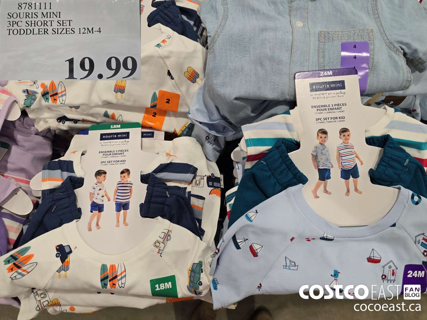 8781111 SOURIS MINI 3PC SHORT SET TODDLER SIZES 12M-4 $19.99