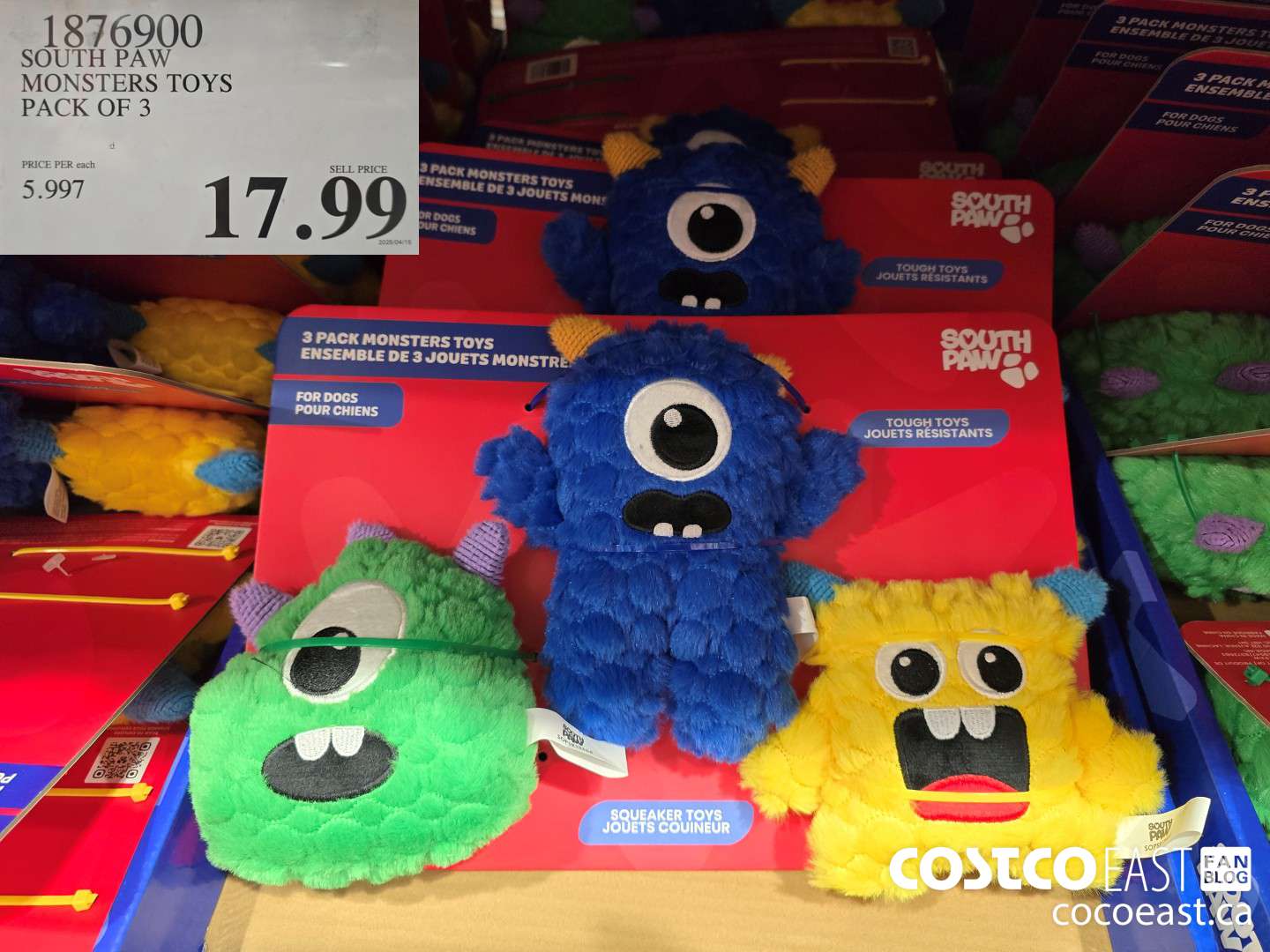 1876900 SOUTH PAW MONSTERS TOYS PACK OF 3 $17.99