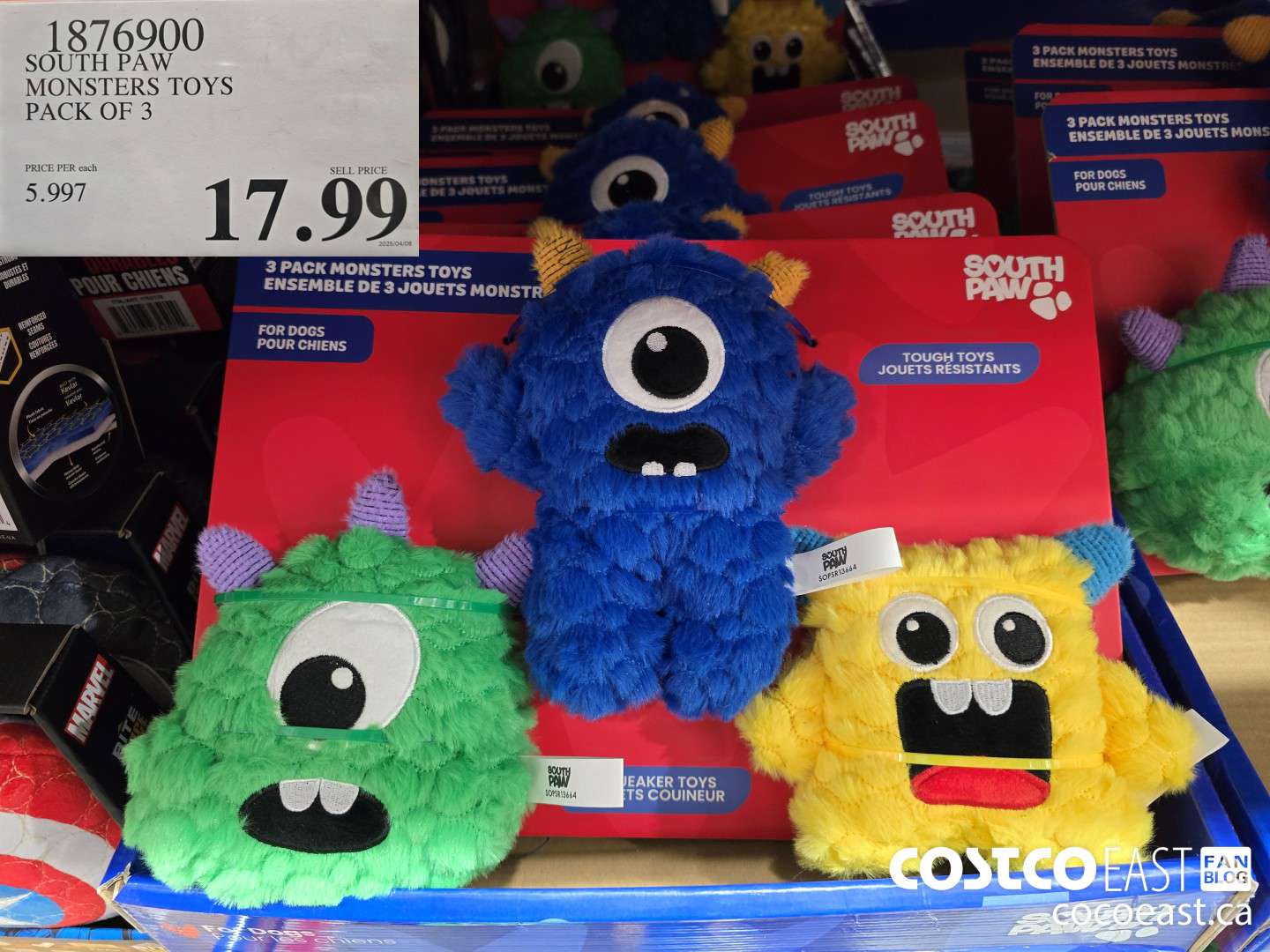 1876900 SOUTH PAW MONSTERS TOYS PACK OF 3 $17.99