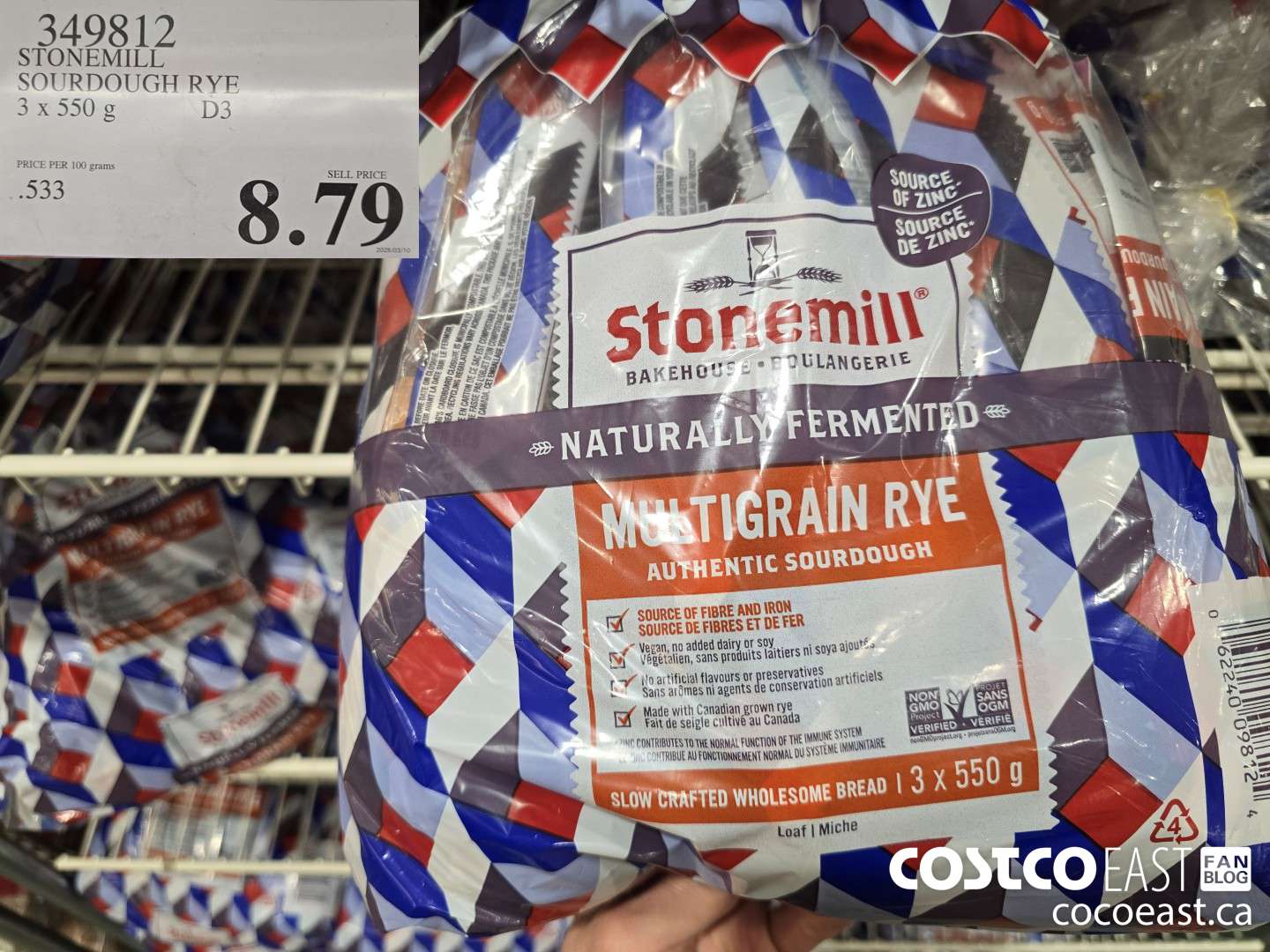 349812 STONEMILL SOURDOUGH RYE 3 X 550 G $8.79