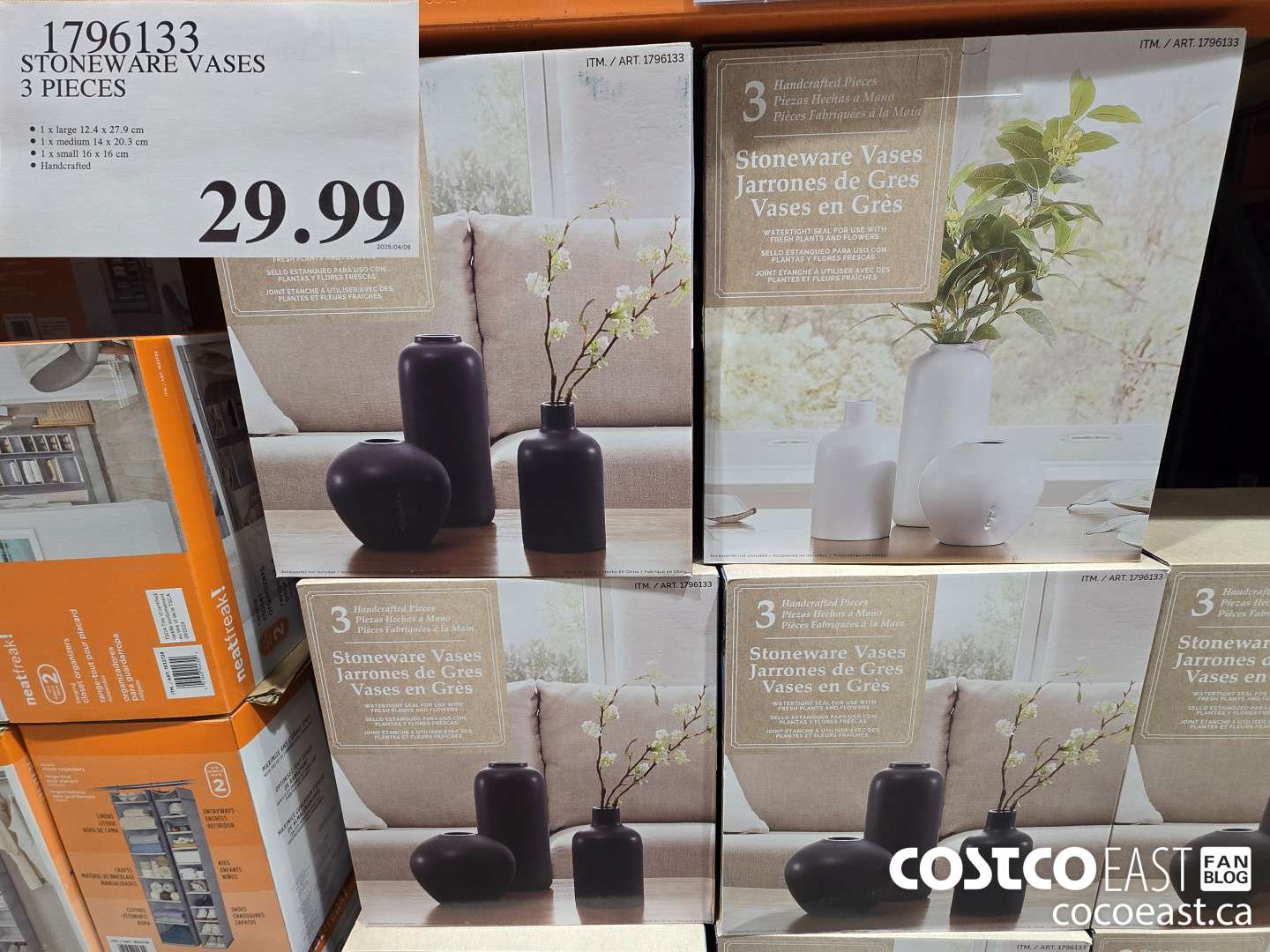 1796133 STONEWARE VASES 3 PIECES $29.99