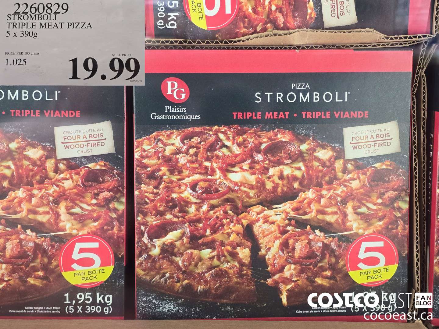 2260829 STROMBOLI TRIPLE MEAT PIZZA 5 x 390g $19.99