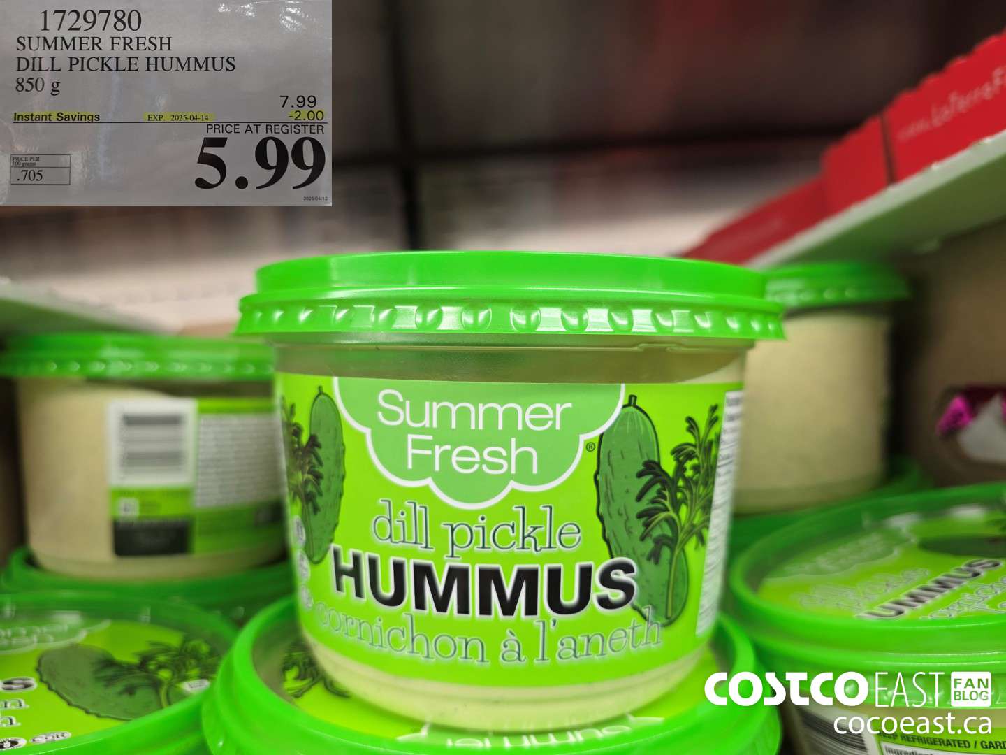 1729780 SUMMER FRESH DILL PICKLE HUMMUS 850 G ($2.00 INSTANT SAVINGS EXPIRES ON 2025-04-14) $5.99