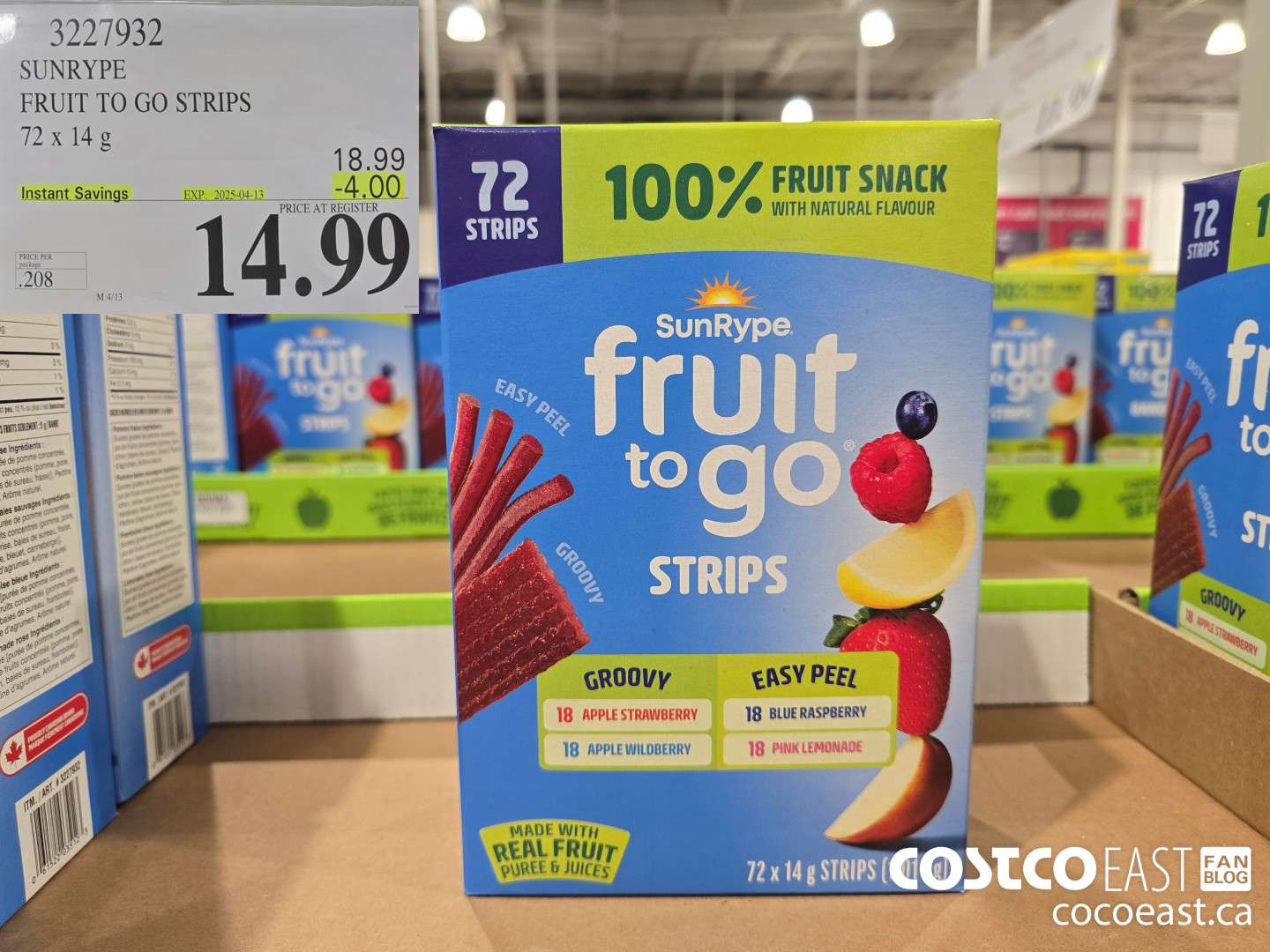 3227932 SUNRYPE FRUIT TO GO STRIPS 72x 14 G ($4.00 INSTANT SAVINGS EXPIRES ON 2025-04-13) $14.99