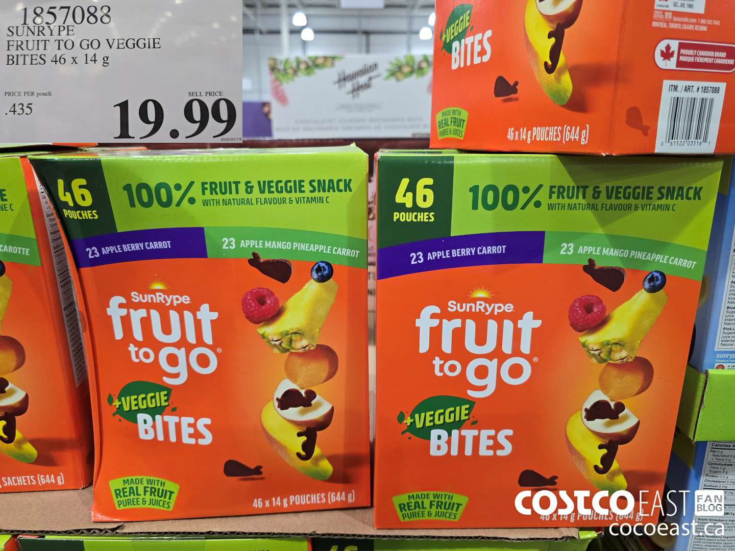 1857088 SUNRYPE FRUIT TO GO VEGGIE BITES 46 x 14 G $19.99