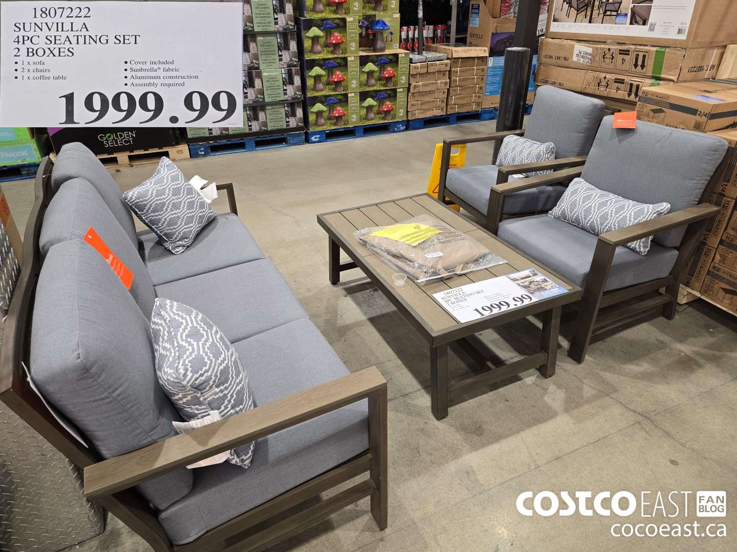 1807222 SUNVILLA 4PC SEATING SET 2 BOXES $1999.99