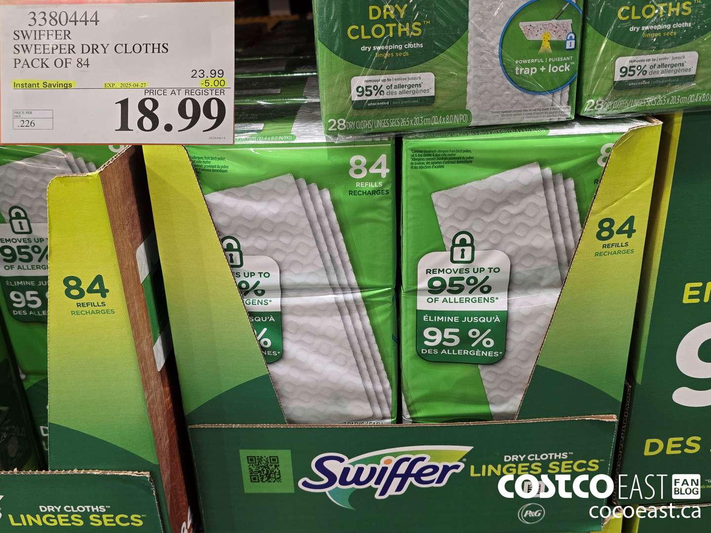 3380444 SWIFFER SWEEPER DRY CLOTHS PACK OF 84 ($5.00 INSTANT SAVINGS EXPIRES ON 2025-04-27) $18.99