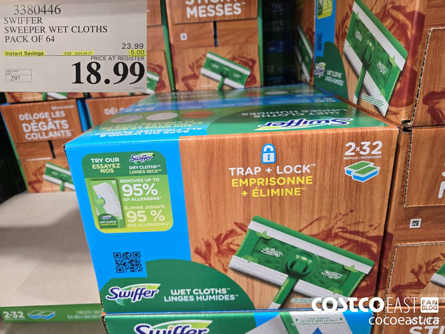 3380446 SWIFFER SWEEPER WET CLOTHS PACK OF 64 ($5.00 INSTANT SAVINGS EXPIRES ON 2025-04-27) $18.99