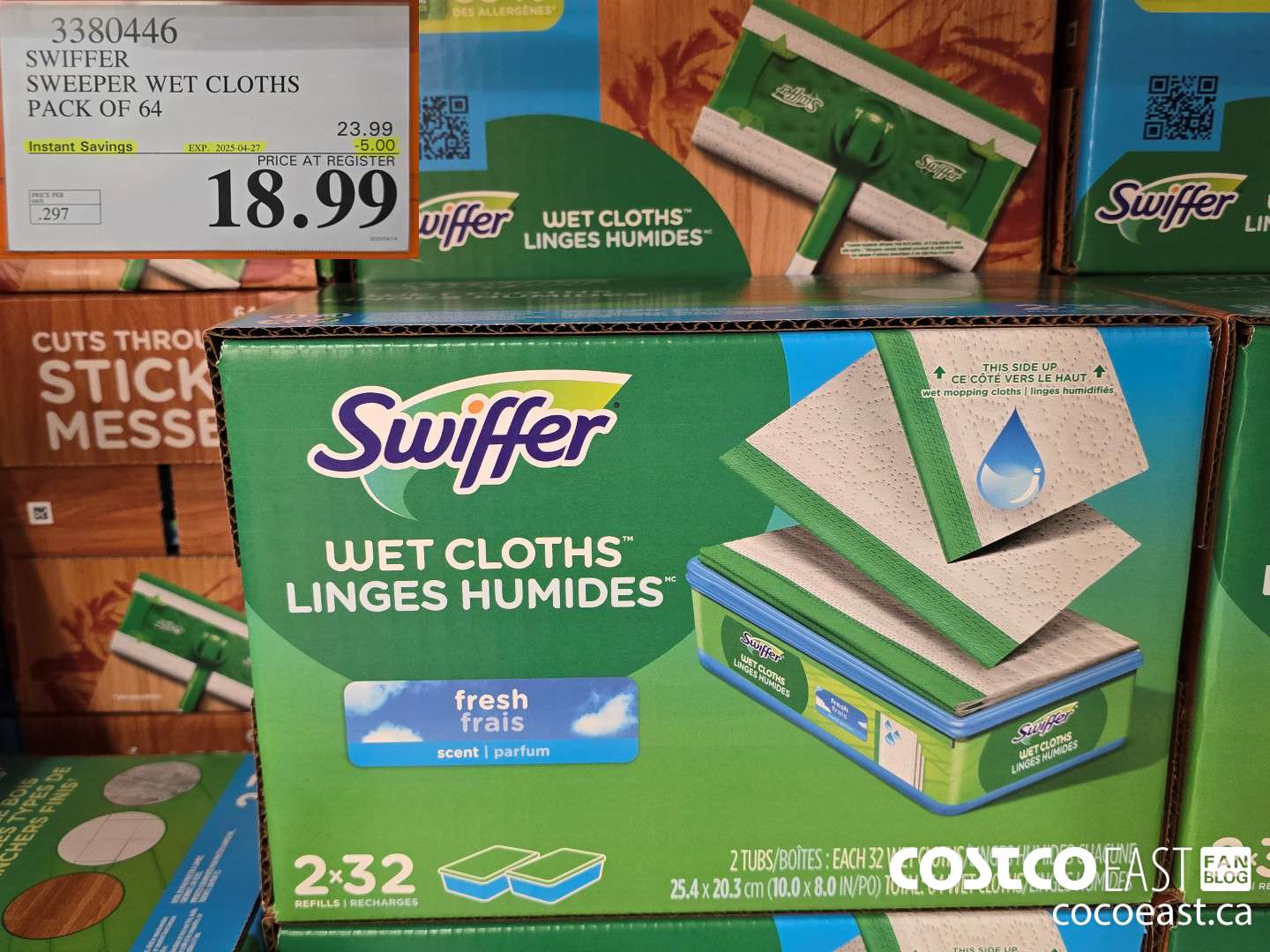 3380446 SWIFFER SWEEPER WET CLOTHS PACK OF 64 ($5.00 INSTANT SAVINGS EXPIRES ON 2025-04-27) $18.99