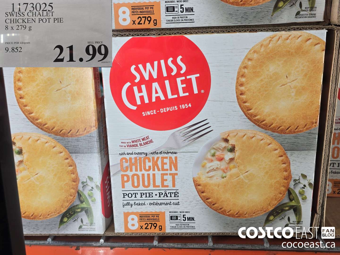 1173025 SWISS CHALET CHICKEN POT PIE 8 X 279G $21.99
