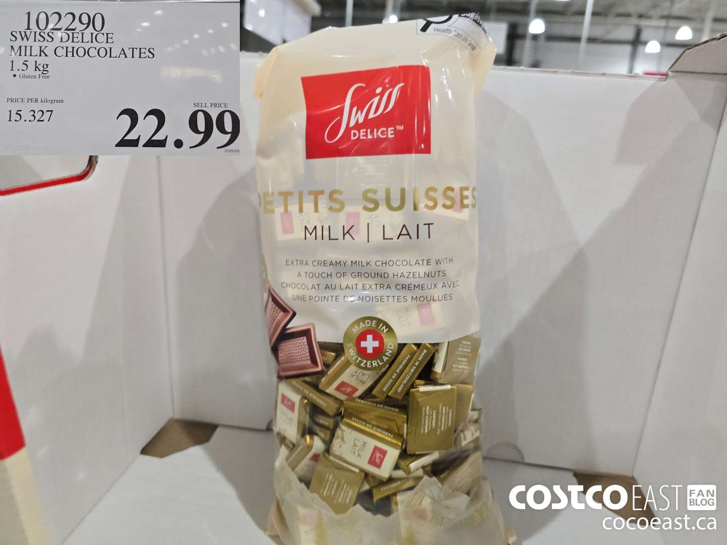 102290 SWISS DELICE MILK CHOCOLATES 1.5 KG $22.99